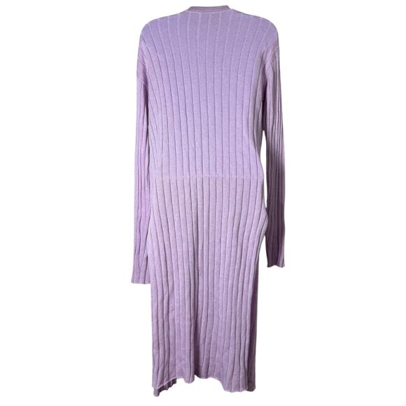free people | ribby rib lavender ribbed long sleeve side split cardigan sz S - Picture 6 of 11